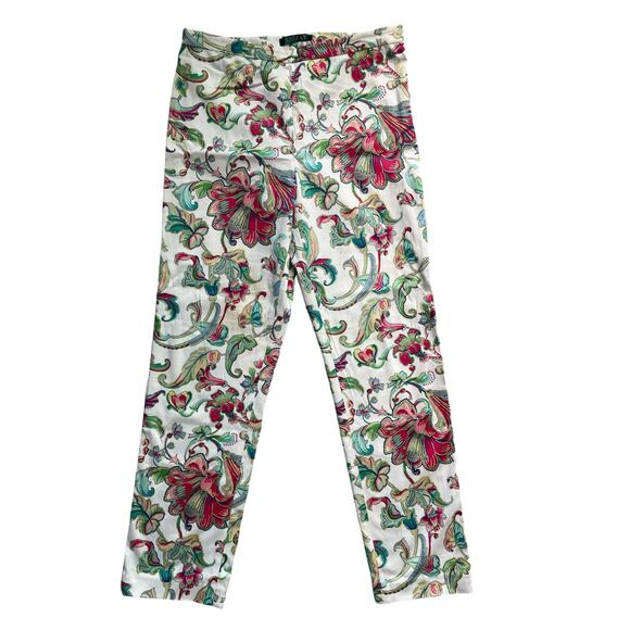 Lauren Ralph Lauren Paisley Floral Full Length Ankle Pants Size 4 - Picture 1 of 7